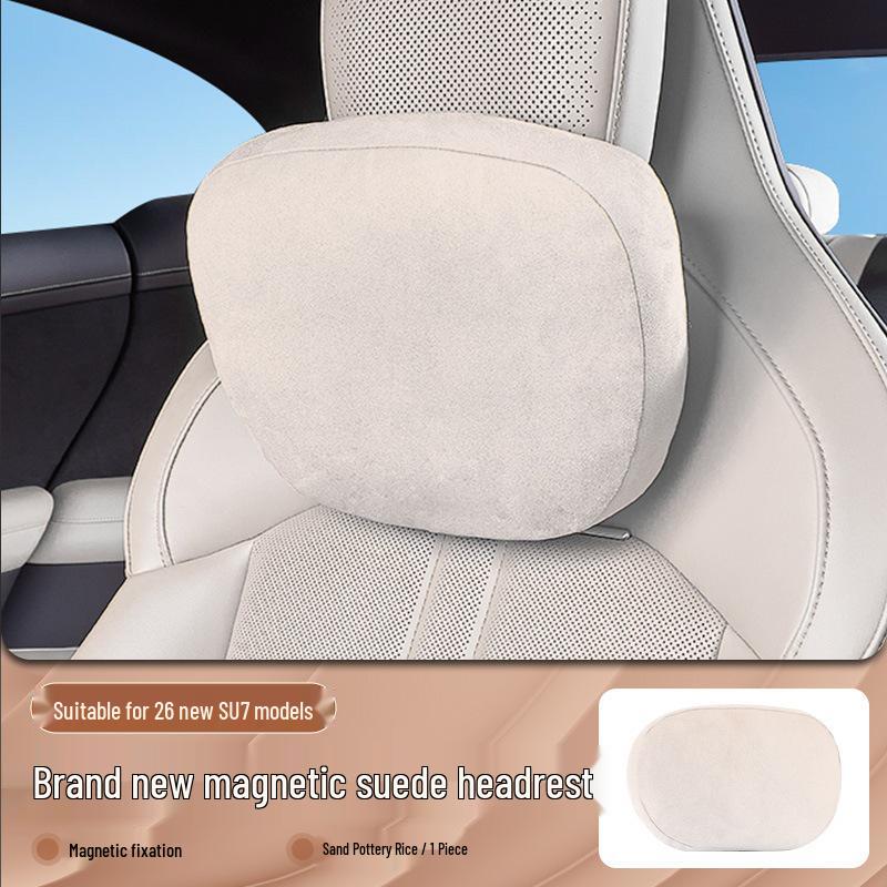 Compatible with Xiaomi 26 Models: SU7 Magnetic Headrest Neck & Lumbar Support Cushion for Car Decoration and Comfort.