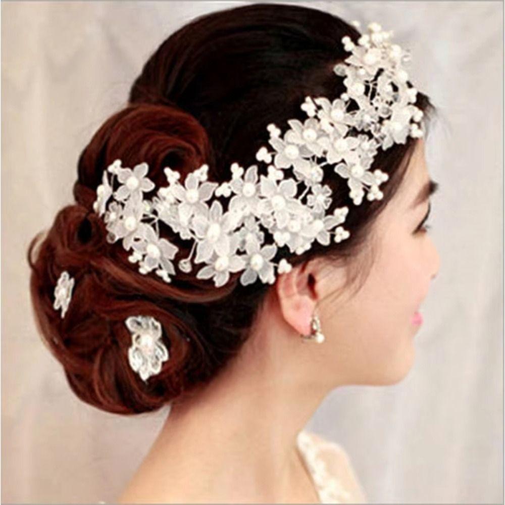 Fairy Wedding Headdress Elegant Flower BarrettesBridal Headwear Flower Barrettes Hair Accessories
