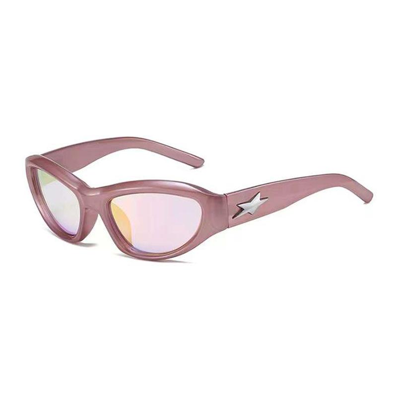 Star  Style Women Cat Eye Pink Sunglasses Fashion Colorful Mirror Goggles Men Punk Sports Sun Glasses Brand Designer