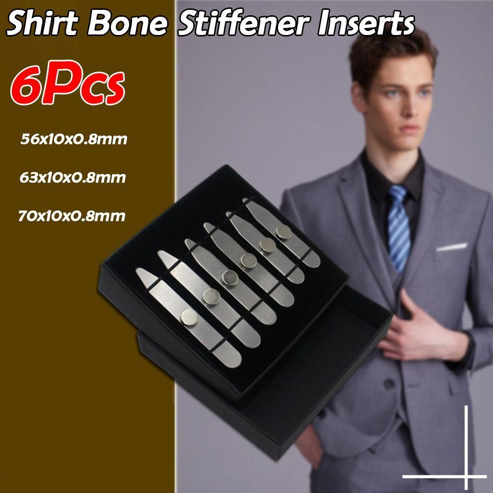 6Pcs New Stainless Steel Collar Stays Magnetic with Box Collar Support Shirt Bone Stiffener Inserts for Business Men
