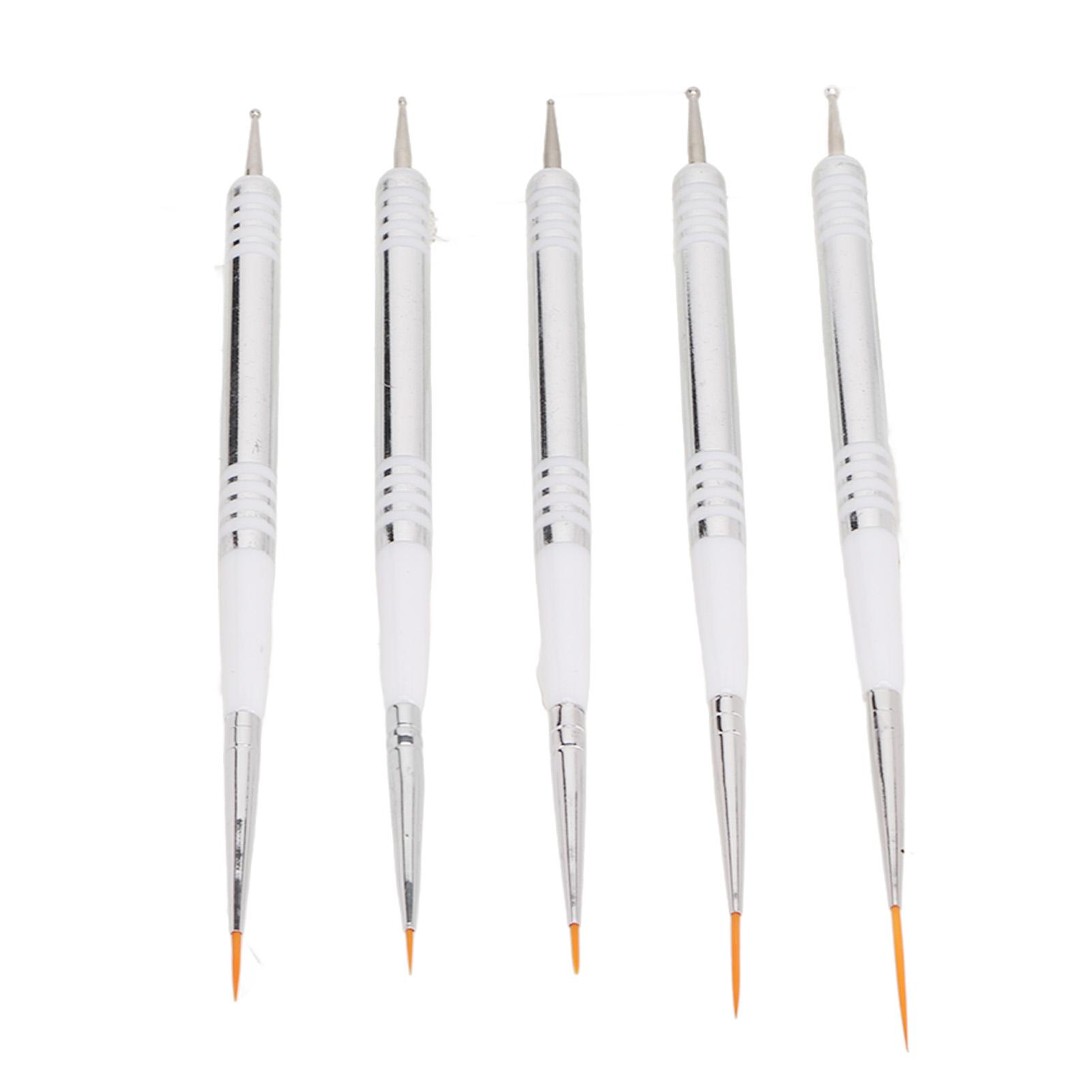 

5 шт. кистей для нейл-арта, двухсторонние, для детализации, рисования, с тонким кончиком, ручки для доттинга для дома, DIY, салона