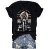 Damen Denim Bedrucktes Kurzarm Locker und Modisches T-Shirt