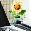 Levvohd Sunflower Car Accessories Dashboard Decorations, Crochet Smiley Shaking Sun Flowers Bobblehead Cars Decor For Women, For Cute Girl Interior