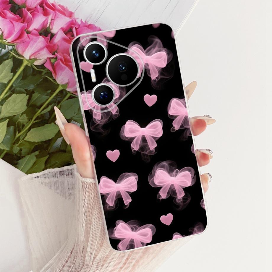 For Huawei Pura 70 70Pro 70 Ultra Pura 80 pro Pro+ Phone Case Clear Soft TPU Bumper Cover Cool Cartoon Butterfly Flower Funda