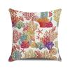 Watercolor Painting of Coral Marine Creatures Digital Printing Short Plush Pillow Covers for Car Sofa Office Cushion Cover