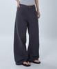 Millieonkoleu [Summer Fabric] Leche Dark Gray One-Pleat Wide Pants