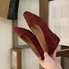 2025 new autumn suede round head outer slope heel suede word with versatile niche evening breeze shallow mouth women's single shoes