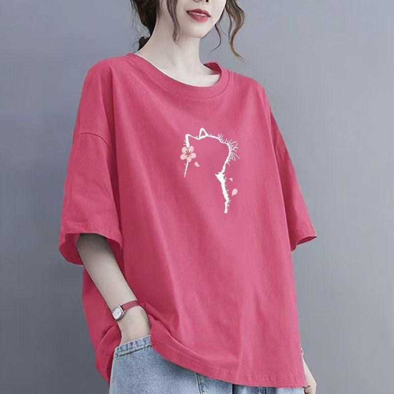 Summer Women Cotton Short-sleeved T-shirt Women Loose Tops