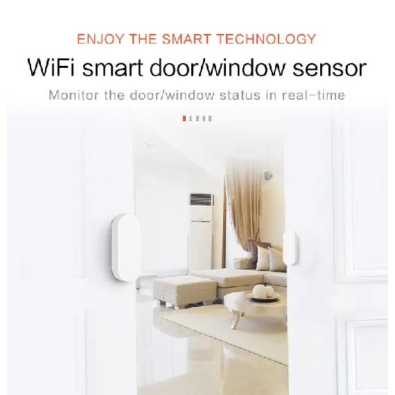 Tuya Smart WiFi Door Sensor Smart Home Open Close Detector Smartlife App Control Notification Compatible with Alexa Google Home