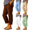 Women Pants Mid-rise Elastic Waist Solid Color Casual Trousers with Pockets Loose Fit Leisure