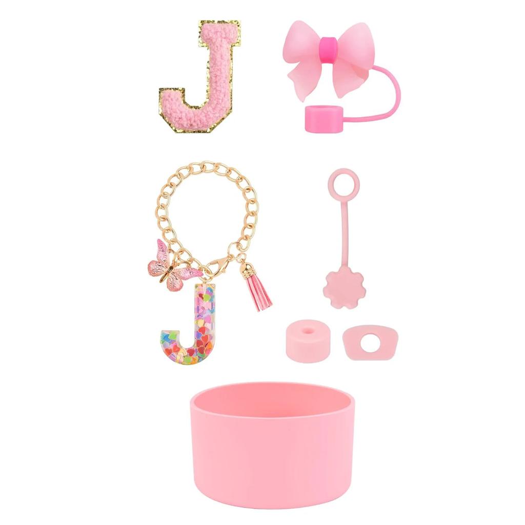 7pcs Cup Accessories Set for Stanley 30oz 40oz Tumbler Straw Cover Cap Boot Spill Proof Stopper Letter Keychain Charm Sticker