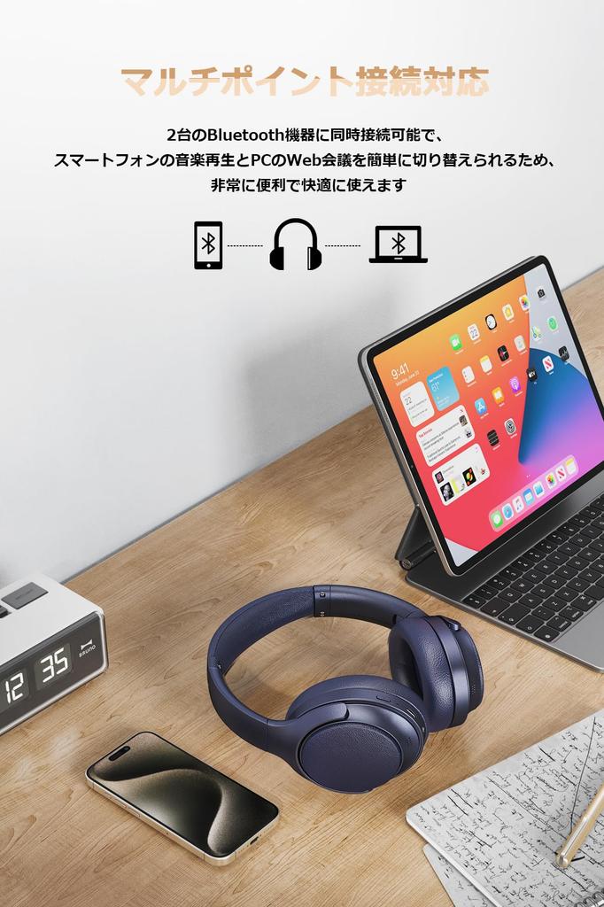 MIATONE Seattle (Bluetooth 5.4 Wireless Headphones) Hybrid Active Noise Cancellation Up To 48dB / Wireless & AUX Wired Connection / Ambient Sound Mode