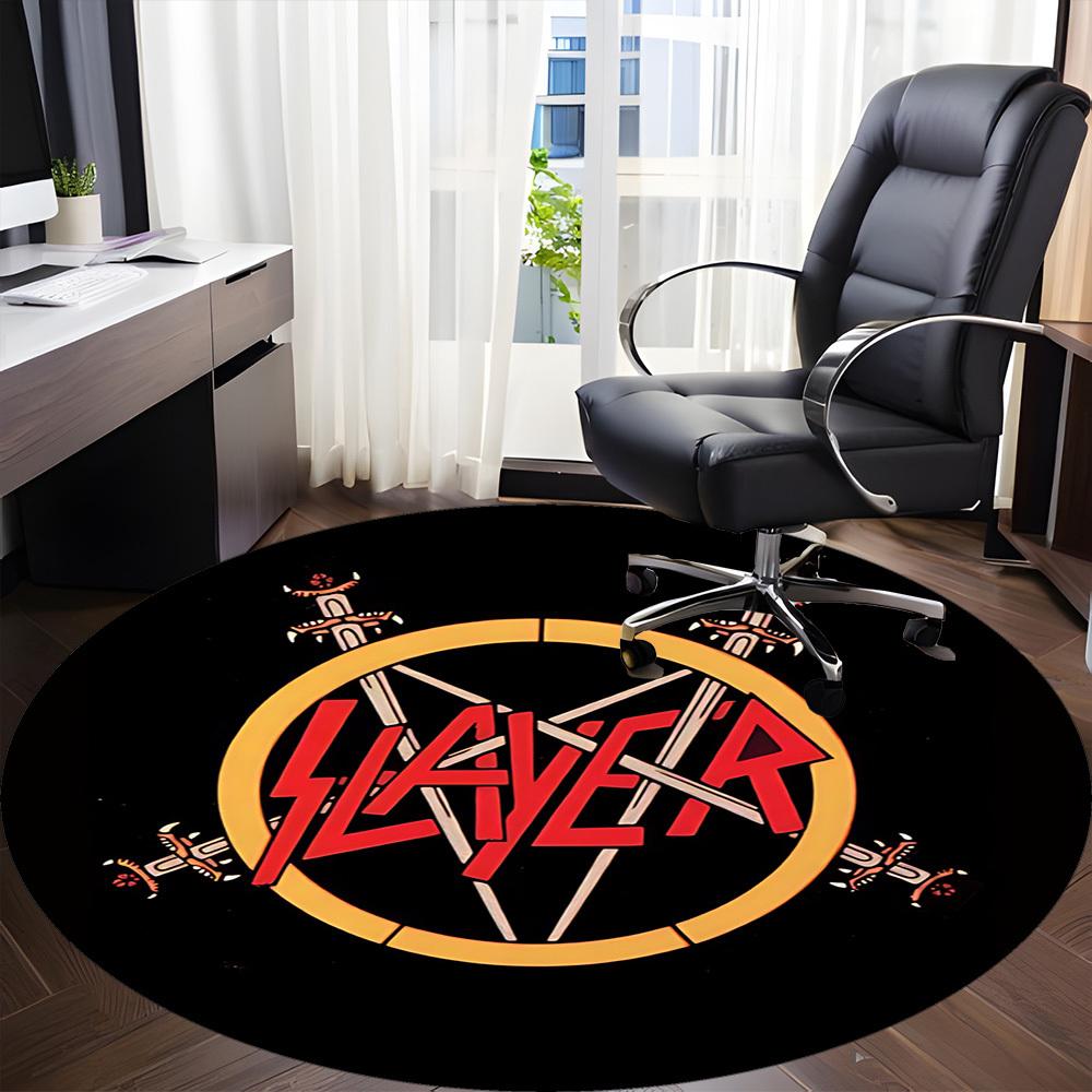 1PC Slayer Music Office Round Area Rug, Indoor Mat Suitable For Office, Under Office Chairs Bedroom Living Room Home Decor DT1212103