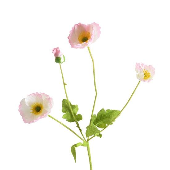 23.6" Tall Artificial Flowers Faux Silk Ranunculus Flower Stems with 3 Heads Blooms And 1 Bud for Wedding Decor Floral Arrangement Table Centerpiece
