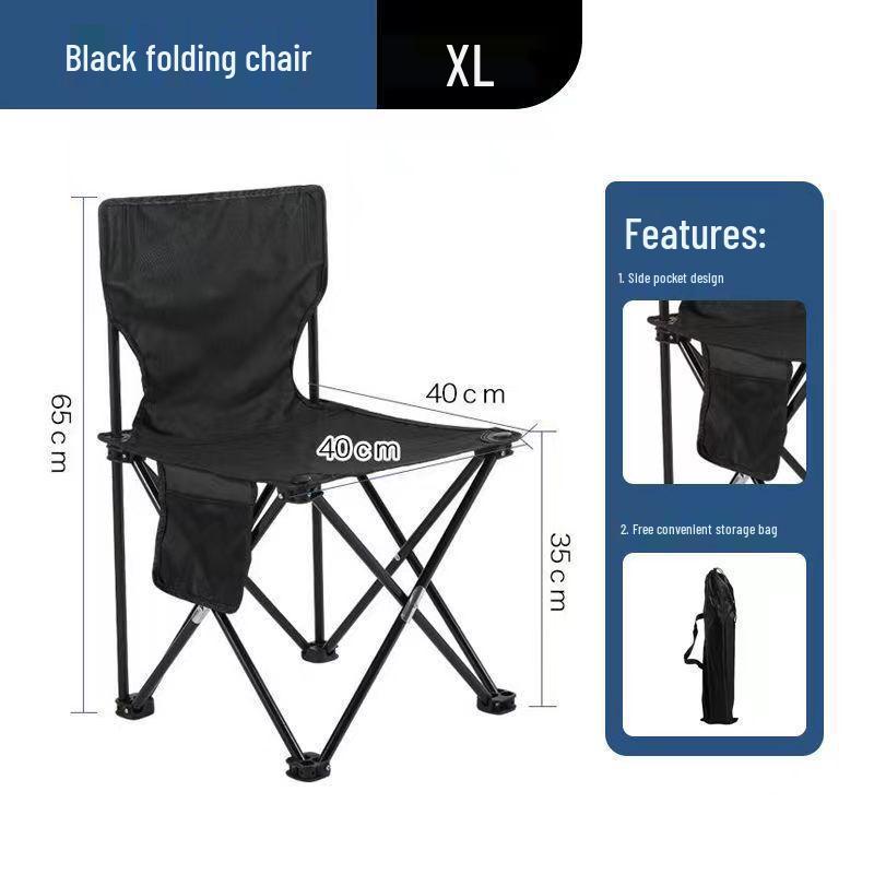 Portable Folding Camping Chair with Backrest and Table - Moisture-Proof, Thickened for Outdoor Leisure and Fishing