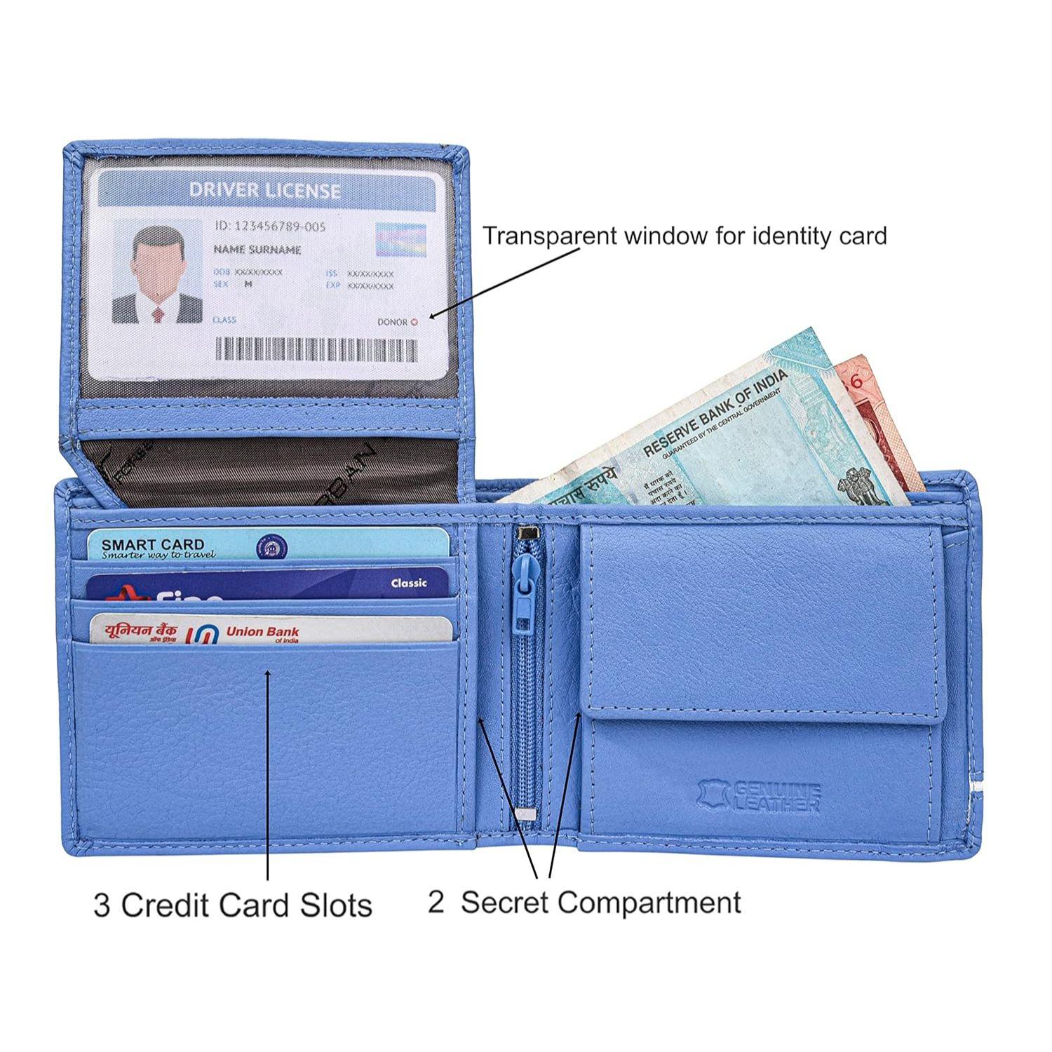 Светло-синий белый кожаный мужской кошелек Stag светло-синий/белый — фото 7