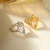 Luxury Elegant Hollow Geometric Wide Ring For Women Unique Design Abstract Butterfly Wing Finger Ring Party Delicate Jewelry