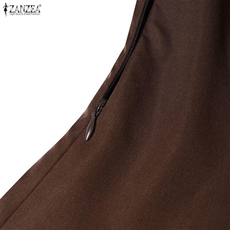 ZANZEA Women Summer Classic Collar Short Sleeve Casual Dress