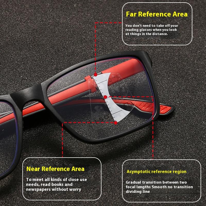 Color Shift Multi Focus Reading Glasses Sports Anti Slip Old Glasses Anti Blue Light Eye Protection Bifocals Premium