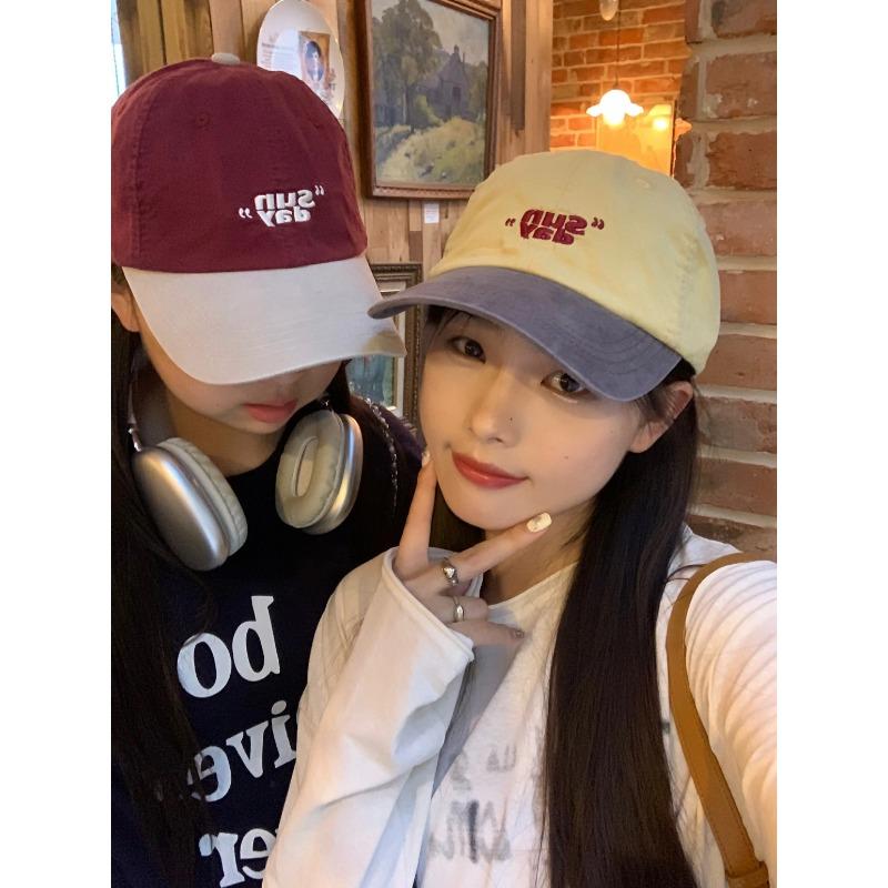Small niche color blocking design baseball cap, personalized Korean outdoor sports hat,men's and women's adjustable duckbill cap
