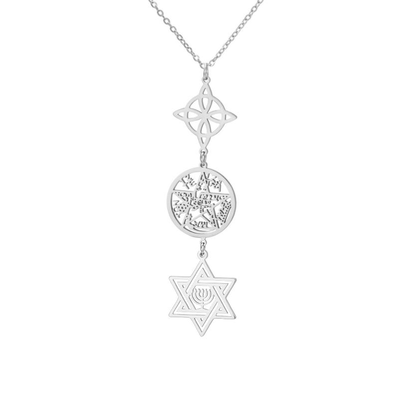 Dreamtimes VigWitches Knot Tetragrammaton Hexagram Candlestick Pendant Necklace for Women Men Witchcraft Wiccan Jewelry Gifts