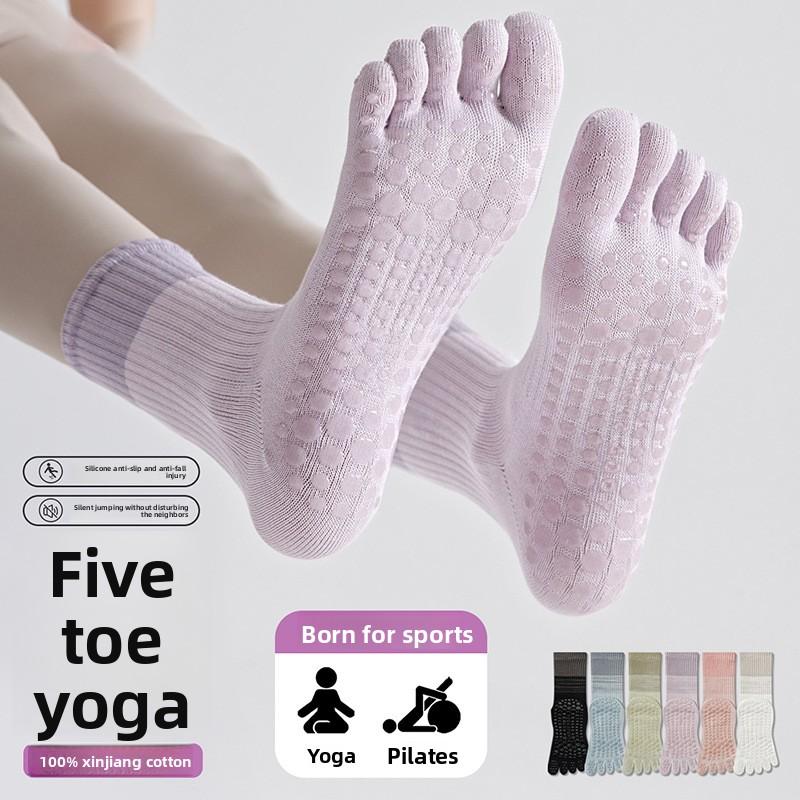 Cotton Yoga Socks for Children, Mid-length, for Fitness and Indoor Plating, Five-fingered Socks