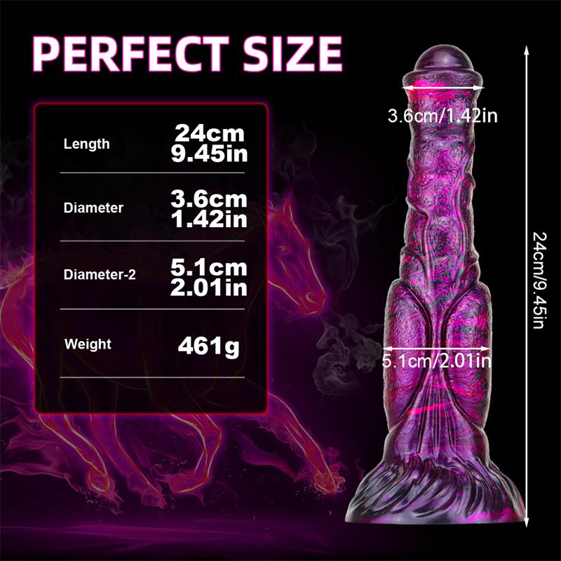 Eggless Horse Cock Mixed Color Liquid Silicone Dildo Female with Oversized Backyard Expansion Anal Masturbator