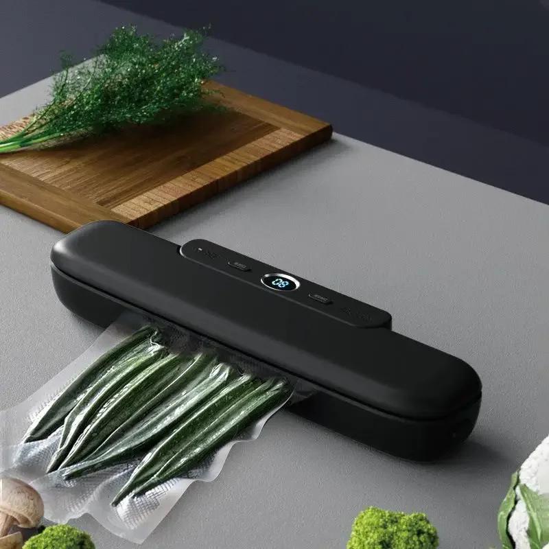 Machine Scelleuse Sous Vide Alimentaire Électrique Usage Domestique avec 10 Sacs Gratuits Fonctionnement à Bouton Unique Machine de Scellage Sous Vide pour Aliments Humides ou Secs W264WW-