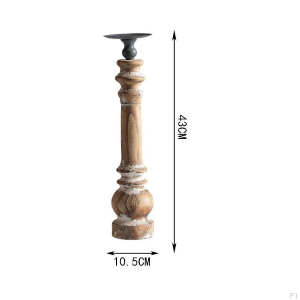 Holz-Kerzenhalter Rustikaler Kerzenständer mit Metallplatte Antik-Finish