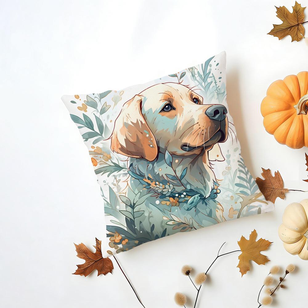 LLabrador Retriever Cushion Cover Washable Linen Pillowcase Soft  for Daily Sofa Bed Home Room Decor