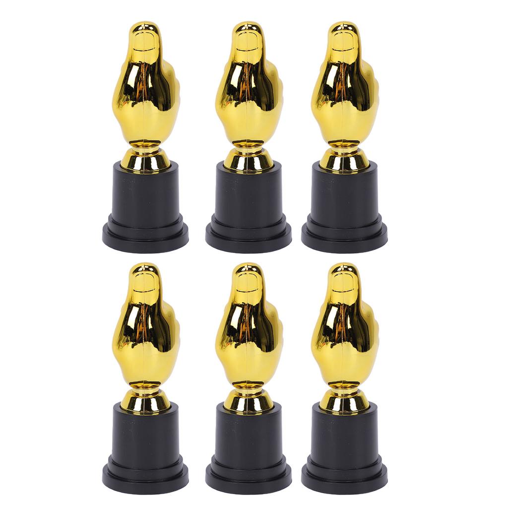 6pcs Gold 5.11 Inch Plastic Award Trophies for Adults Sports Events Party Classroom Prize Games