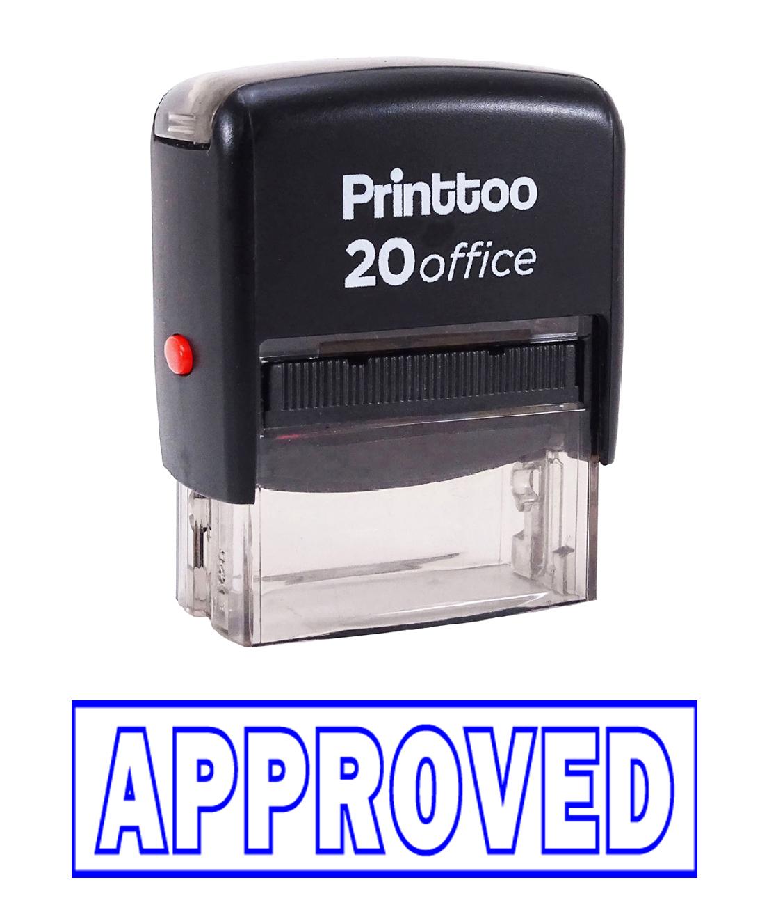 

Printtoo Office Stationary APPROVED Self Inking Rubber Stamp Custom Stamp - 14 mm x 38 mm (Approx) синій