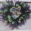 Artificial Lavender Wreath Handmade Green Leaf Wreath Heart Shaped Wreath For Wedding Birthday Party Decor Front Door Home Decor
