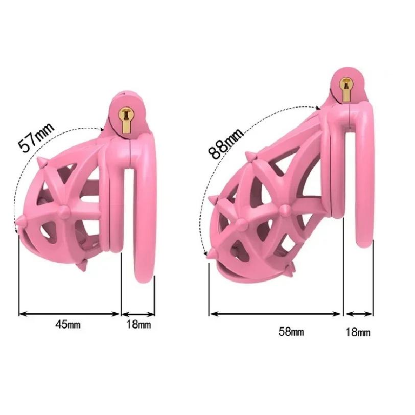26 New Diamond Stud Male Chastity Cage 4 Free Rings Dual Soft Spikes CB Lock Penis Restraint for Men Adult Intimate Sex Toy 18+
