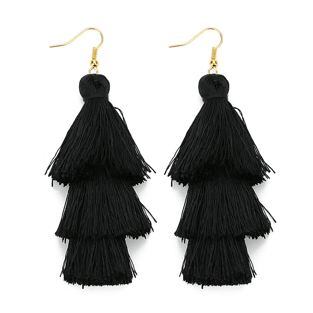 

1 Pair Earring Style Jewelry Tassel Christmas Tree Bohemian Ear Earrings Dangle Exaggerated Accessories Women Vintage чёрный