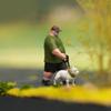 1/64 Scale Resin Model Depicting A Man Strolling With His Pet Dog Miniature Figure For Craft Projects And Toy Displays