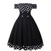 Vintage Polka Dot Halter Neck Dress With Puffed Sleeves For Date Night And Party Wear
