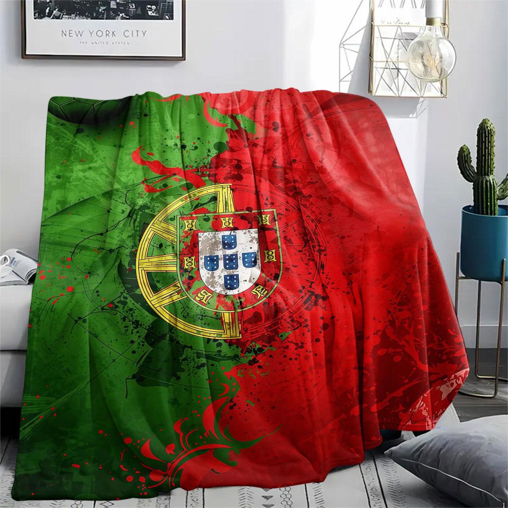 1PC Portugal National Football Team Patterned Flannel Blanket Suitable For All Seasons for Home Decor Warmth and Comfort Gifts Holiday Present