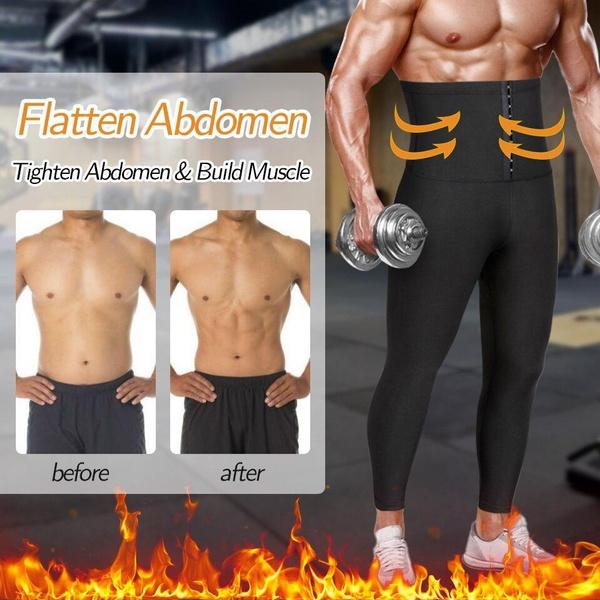 Men's Exercise Sweat Pants Exercise Tight Sauna Clothing High Waisted Corseted Abdominal Shaping Pants