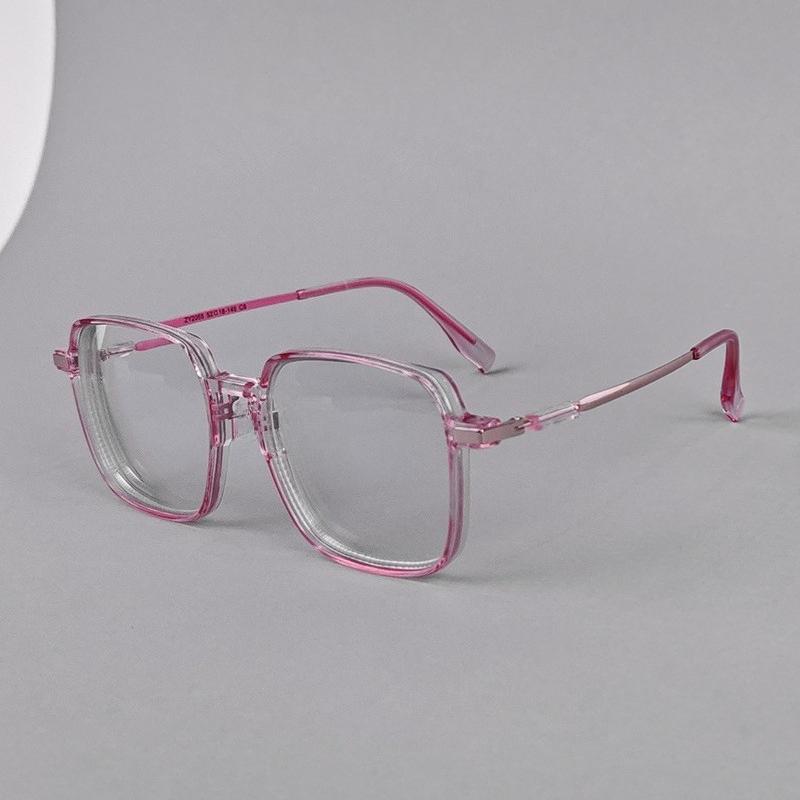 

New Fashionable Large Frame Square Reading Glasses with Unisex Full Edge Design Lightweight and Durable Suitable for Daily Wear +100 розовый