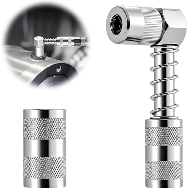 Coupler Kit with 90 Degree Fitting Piece, Flexible Hose and Clamp Body for Vehicle Service and Equipment Lubrication Daily Tasks and Care