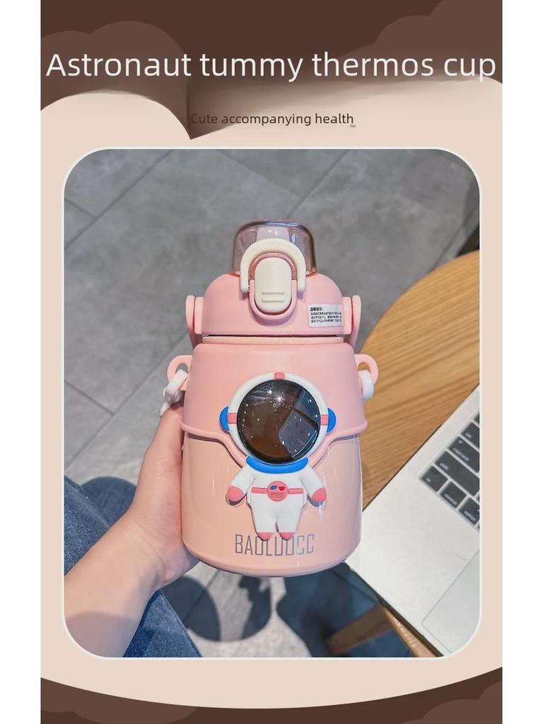 Dětská termoska s brčkem z nerezové oceli 316 - Velký objem, vhodná do přírody, stylový design