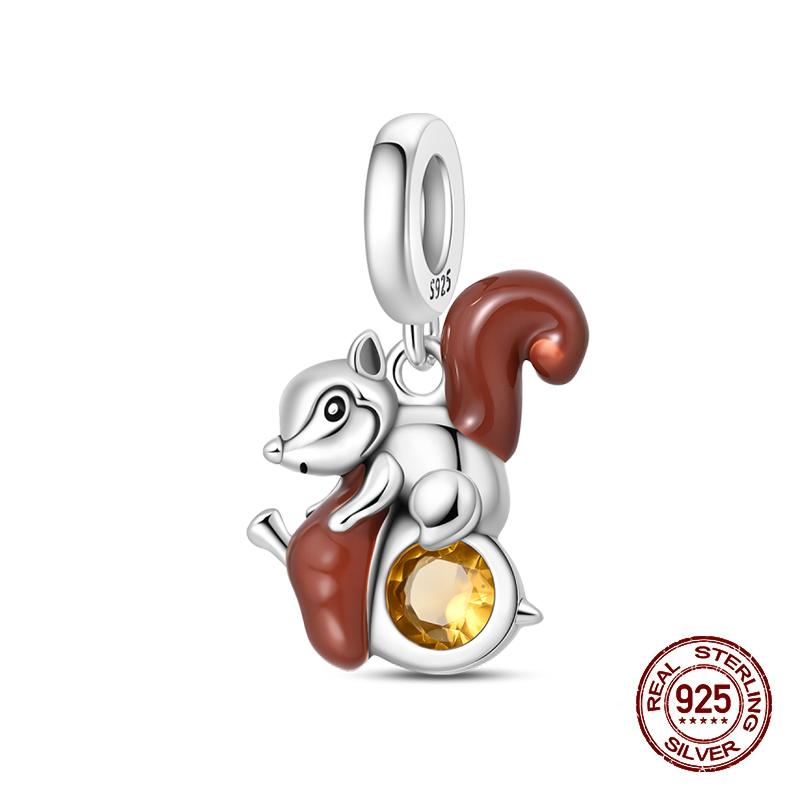 Autumn Charms Copper Brown Squirrel Pumpkin Bees Charms Beads Fit 3Mmoriginal Bracelets Diy Jewelry Warm Gifts