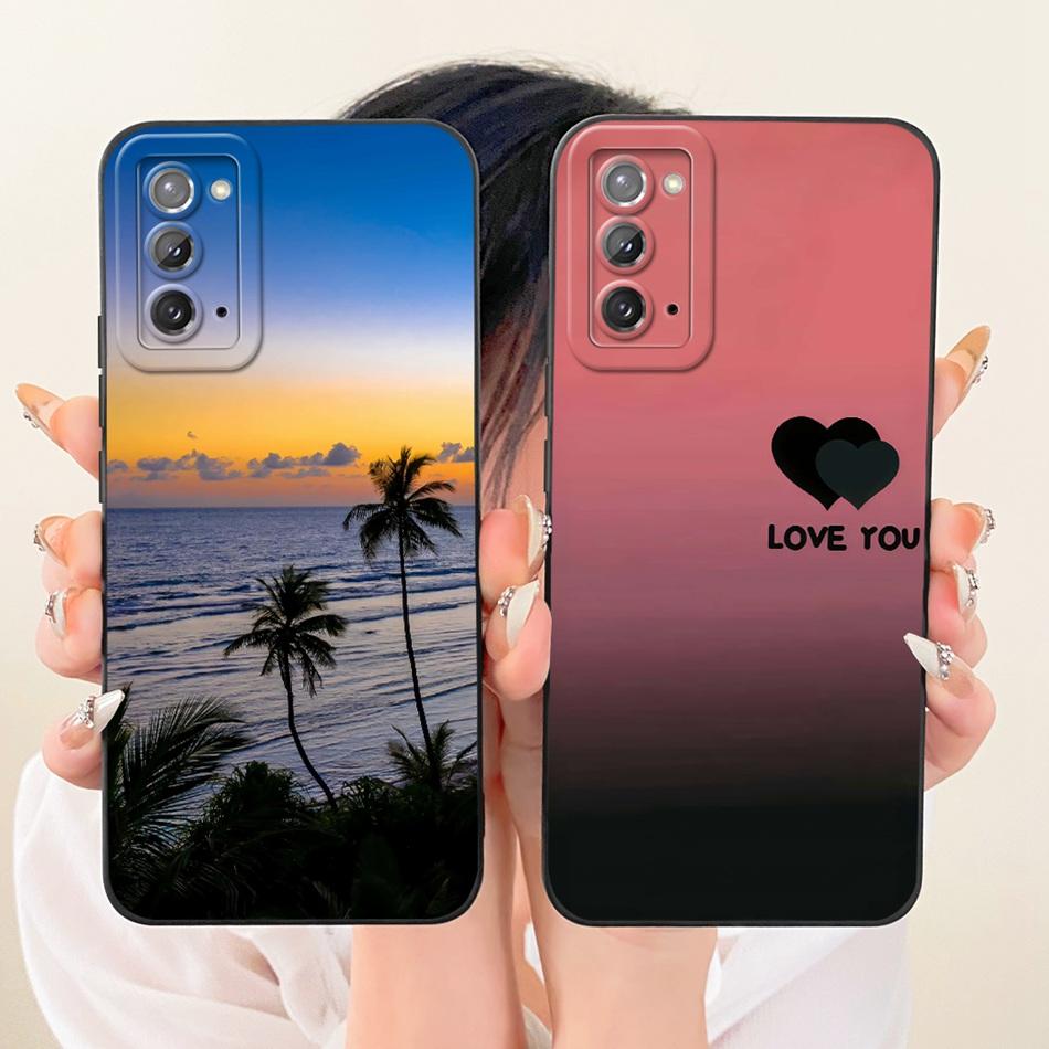 Pour Samsung Galaxy S20 S20+ S20FE Étui de téléphone Peinture Plage Crépuscule Mode Pour Samsung S 20 S20 FE 5G 4G Pare-chocs Souples en Silicone
