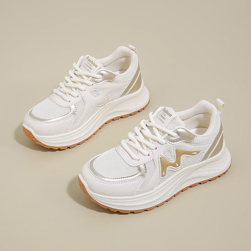 Mesh Breathable Sneakers Women's 2025 New Spring Casual Dad Shoes Show Small Feet, Lightweight Platform Running Shoes Women