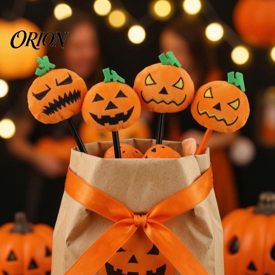 Signing Pen Halloween Pumpkin Gel Ink Pen, 0.7mm Rollerball with Plush Pumpkin, Student Ballpoint Novelty Black for Party Favors, Gift Supplies Marker