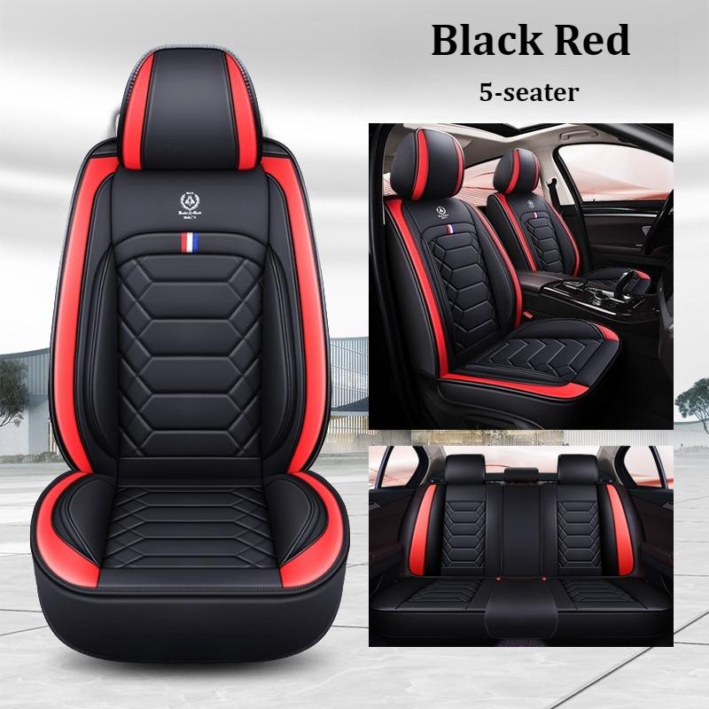 5-Seat Full Car PU Leather Seat Covers 3D Diamond Stitching Soft Comfortable Non-Slip Fit Most Cars All Season