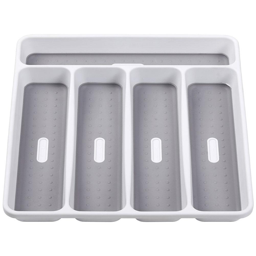 Flatware Tableware Silverware Drawer Organizer with Non-slip TPR Linings Non-Slip Utensil Organizer Plastic Cutlery Tray
