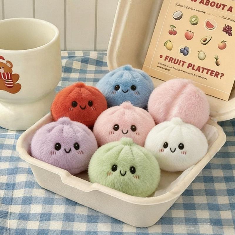 Funny Dumplings Keychains Simulated Dumpling Keyring Stress Relief Keychain for Bag Backpack Accessories Hanging Ornament