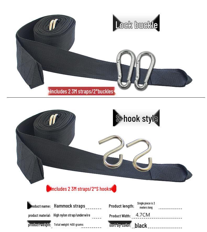 Outdoor Hammock Tree Tie Rope with Buckle - Swing Accessories